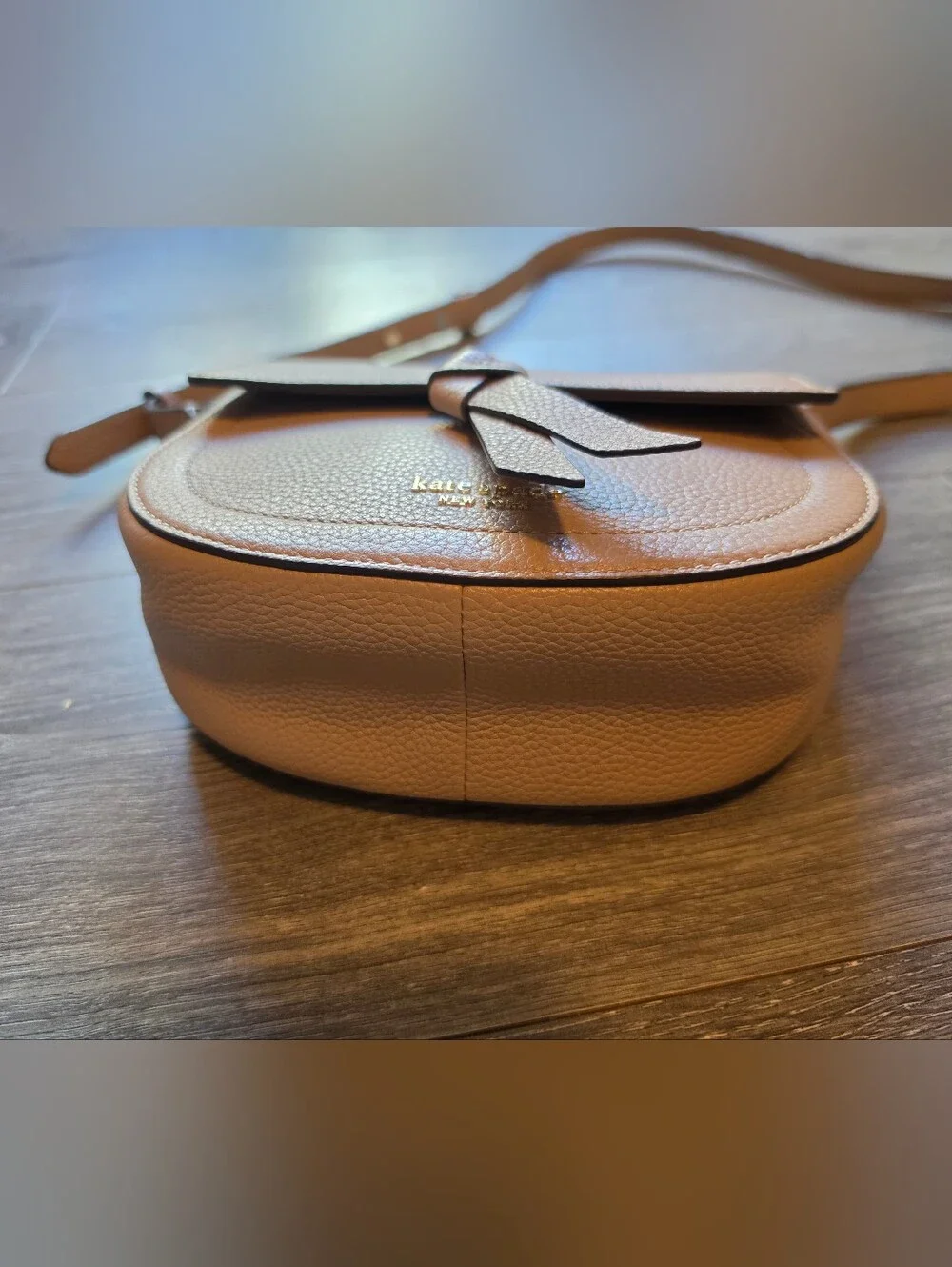 Kate Spade New York Knott Medium Leather Saddle Bag Crossbody – Tan